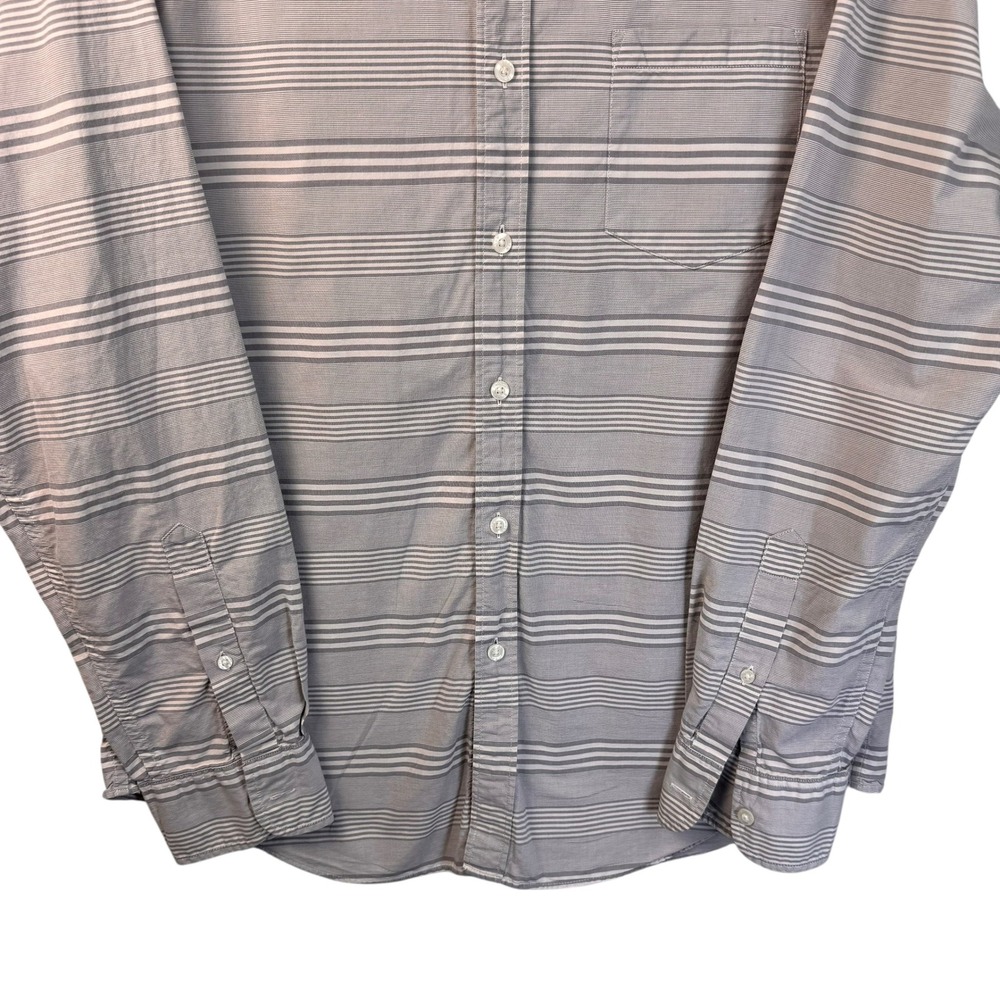 J Crew Shirt Mens Large Gray Striped Long Sleeve Button Down 100% Cotton Casual‎ - Picture 4 of 12